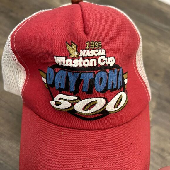 Vintage Daytona 500 Trucker Hat Cap Nascar Winston Cup 1995 Red/White USA Made - Picture 2 of 8